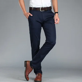 Новые Весенне-осенние Брючные мужские брюки Повседневные Хлопковые Дышащие Прямые брюки для фитнеса со средней талией Pantalon Homme