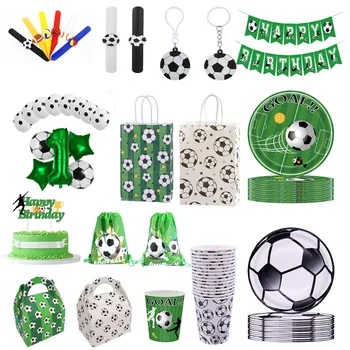 Новые принадлежности для вечеринки на футбольную тематику, игрушка в виде воздушного шара, подарок, набор одноразовой посуды, чашка, браслет, футбольные украшения для вечеринки по случаю дня рождения