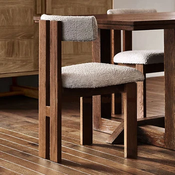 Обеденные стулья из массива дерева в китайском стиле в стиле ретро, Простые домашние Бархатные туалетные стулья из ягненка, Дизайнерский стул для приема гостей и отдыха в семье