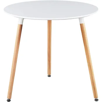 Обеденный стол GreenForest Белый Современный круглый стол с деревянными ножками для кухни гостиной Журнальный столик для отдыха