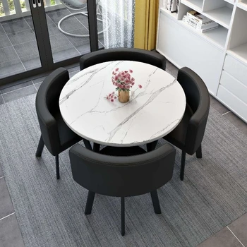 Обеденный стол в строгом стиле, круглый стол в приемной, стол в гостиной, роскошные 4 стула, мебель для столовой Mesa Comedor