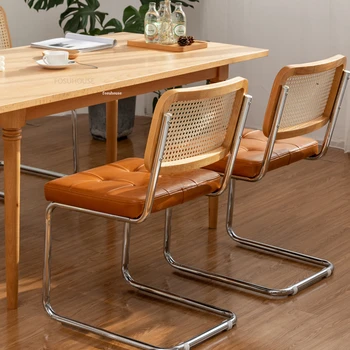 Обеденный стул из ротанга в скандинавском стиле, мебель для домашнего ресторана, Дизайнерский обеденный стул, Китайский стул для учебы, Ретро-стулья для кафе в семье со спинкой A