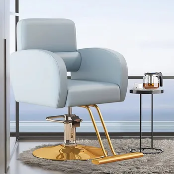 Парикмахерское синее регулируемое кресло для салона макияжа Поворотное кресло для стрижки волос седло стул Кресло для женщин Cadeira De Маникюр Косметическая мебель
