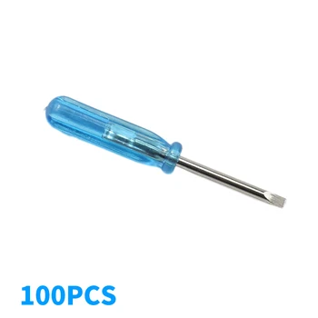 пластиковая противоскользящая ручка с прорезной плоской отверткой с наконечником 2 мм, Инструмент для ремонта 100 шт. Отвертка с прорезью синего серебристого цвета