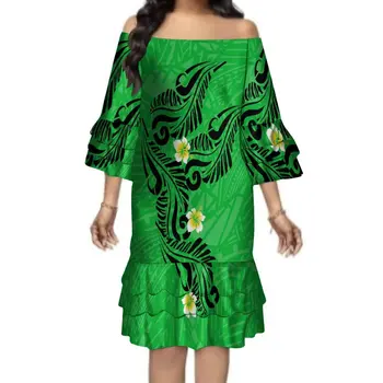 Платье с коротким рукавом с полинезийским принтом Высококачественное Женское банкетное платье в гавайском стиле Лето 2023 Стильное Элегантное Пляжное платье