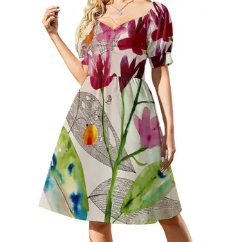 платье с растительной композицией летнее платье повседневная женская одежда