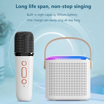 Портативный Bluetooth-микрофон Караоке-машина Акустическая система 5.3 PA с 1-2 беспроводными микрофонами Домашняя семейная певческая машина