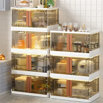 простые пластиковые кухонные шкафы, бытовая кухонная мебель, креативные шкафы для хранения посуды, Многослойная стойка с дверцей Z