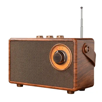 Ретро FM-радио, портативный деревянный Bluetooth-динамик, MP3-плеер с громкой связью, поддержка USB/ TF-карты/AUX Play