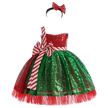 Рождественские платья для маленьких девочек с коротким рукавом и бантом в стиле пэчворк, размер 12, с блестками, кружевное платье для девочек, бальное платье для свадебной вечеринки