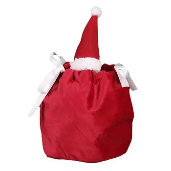 Рождественские тканевые сумки на шнурке, тканевые пакеты для упаковки подарков со шнурком, праздничные подарочные пакеты, портативное модное хранилище подарков