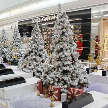 Рождество 2023 года 2,1 м Имитация белого искусственного стекающегося снега Украшение Рождественской елки для домашней вечеринки отеля торгового центра