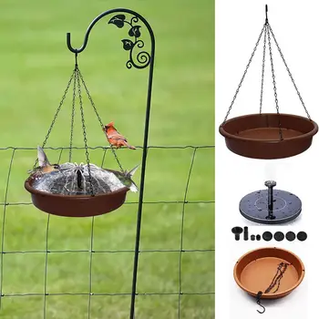 Садовая подвесная кормушка для птиц, работающая на солнечной энергии, Автоматическая S-образный крюк, пластиковый фонтан, подвесные кормушки для птиц, наружное снабжение