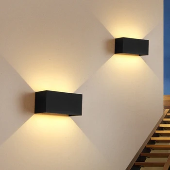 Светодиодные водонепроницаемые настенные светильники LED мощностью 12 Вт, корпус черного / белого цвета IP65, водонепроницаемое внутреннее наружное освещение, Алюминиевый настенный светильник arandela