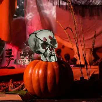 Скульптура Хэллоуинского Черепа Жуткое украшение в виде черепа на Хэллоуин Реалистичный реквизит для дома с Привидениями в натуральную величину Ужасающая скульптура для вечеринки