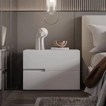 Современная прикроватная тумбочка из массива дерева, белая Дизайнерская подставка-органайзер, шкаф с ящиками для хранения предметов мебели для комнат в помещении