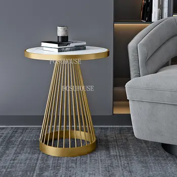 Современные железные журнальные столики для мебели для гостиной, Прикроватный угловой столик, круглый маленький диван в скандинавском минимализме, приставные столики