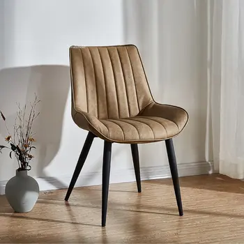 Современные простые обеденные стулья со спинкой для кухни Nordic Light, роскошный домашний стул для столовой, рабочий стол в отеле, кожаные стулья GM