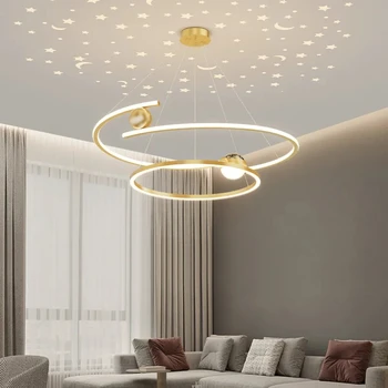 Современный подвесной светильник Люстра в скандинавском стиле Креативный дизайн Простой свет Роскошное золото StarSky Подходит для гостиной Спальни