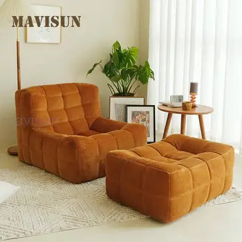 Современный удобный Оранжевый Односпальный диван Из вельветовой ткани с высокой эластичностью, губка, кресло для гостиной со спинкой, Скандинавские кресла для отдыха