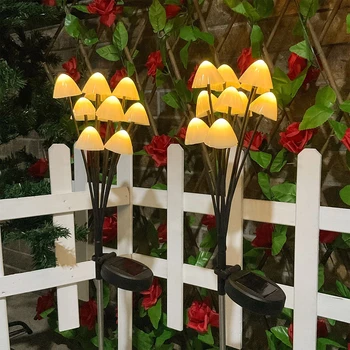 Солнечные садовые фонари на открытом воздухе, солнечные грибные фонари на столбах, водонепроницаемые солнечные фонари для газона во дворе