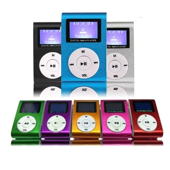 Спортивный MP3-плеер с ЖК-экраном / металлическим мини-зажимом, металлический многоцветный Портативный MP3-плеер с разъемом для карт Micro TF / SD