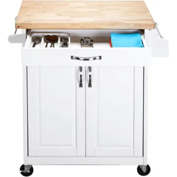 Тележка для кухонного острова Mainstays с выдвижным ящиком и полками для хранения, белая