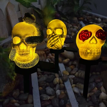 Торшеры с черепом в виде головы ужаса для Хэллоуина, Многофункциональная декоративная лампа для сада, двора, парков