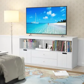 Тумба-подставка для телевизора с диагональю до 50 дюймов, большой сундук для хранения игрушек, медиа-консоль, книжные полки для дома, гостиной, спальни