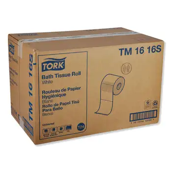 Универсальная туалетная бумага Tork, безопасная для септиков, 2 слоя, Белая, 500 листов / рулон, 96 рулонов /коробка -TRKTM1616S