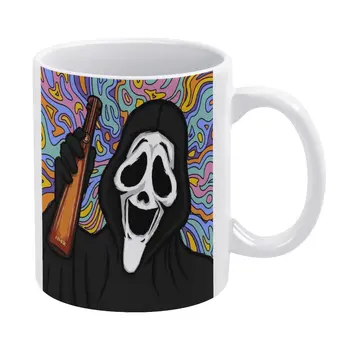 Уникальный Wazzup Scream, какой ваш любимый фильм ужасов, Столовая, белая кружка, чашки для молока, керамика и фарфор с принтом трофеев 
 Смешное