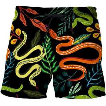 Шорты с 3D принтом Cute Serpent Для мужчин и женщин, повседневные короткие штаны в стиле Y2k в стиле бохо, летние крутые мужские шорты для плавания, пляжные шорты Оверсайз
