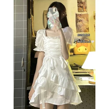 юбка летняя корейская версия slim super love с рукавом-бабочкой кружевное платье y2k для торжественного случая vestidos 2023 женское платье