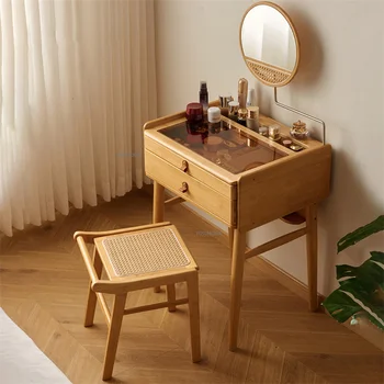 Японский туалетный столик для мебели спальни Ящик для хранения в спальне с зеркалами Органайзер для туалетного столика Стеклянные косметички Z